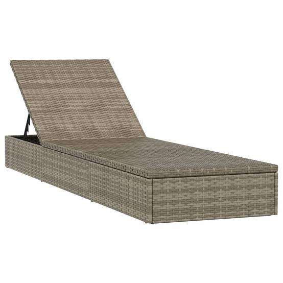 Helloshop26 - Transat chaise longue bain de soleil lit de jardin terrasse meuble d'extérieur 201 cm avec coussin gris 201x55x62 cm résine tressée - Imagen 2