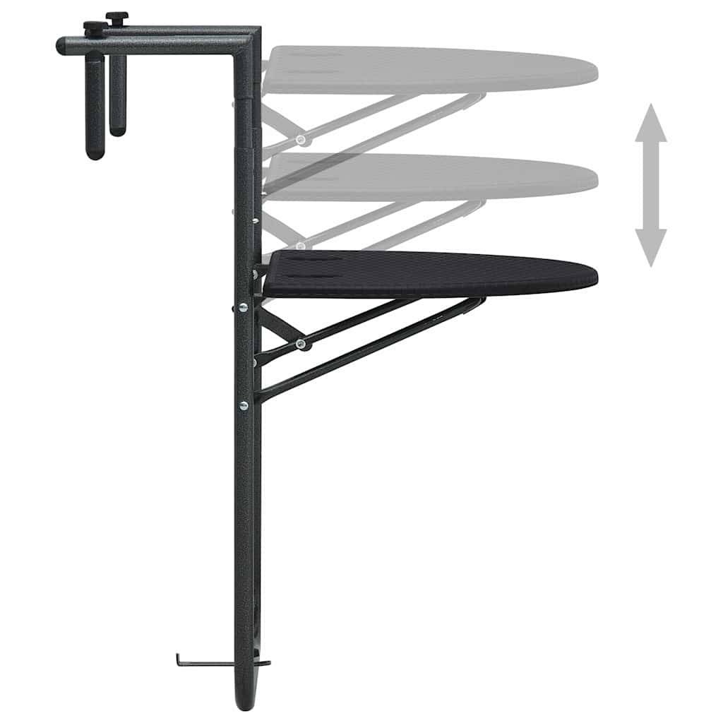 Vidaxl - Table de balcon Noir 60x64x83,5 cm Plastique Aspect de rotin vidaXL 47894 - Imagen 6