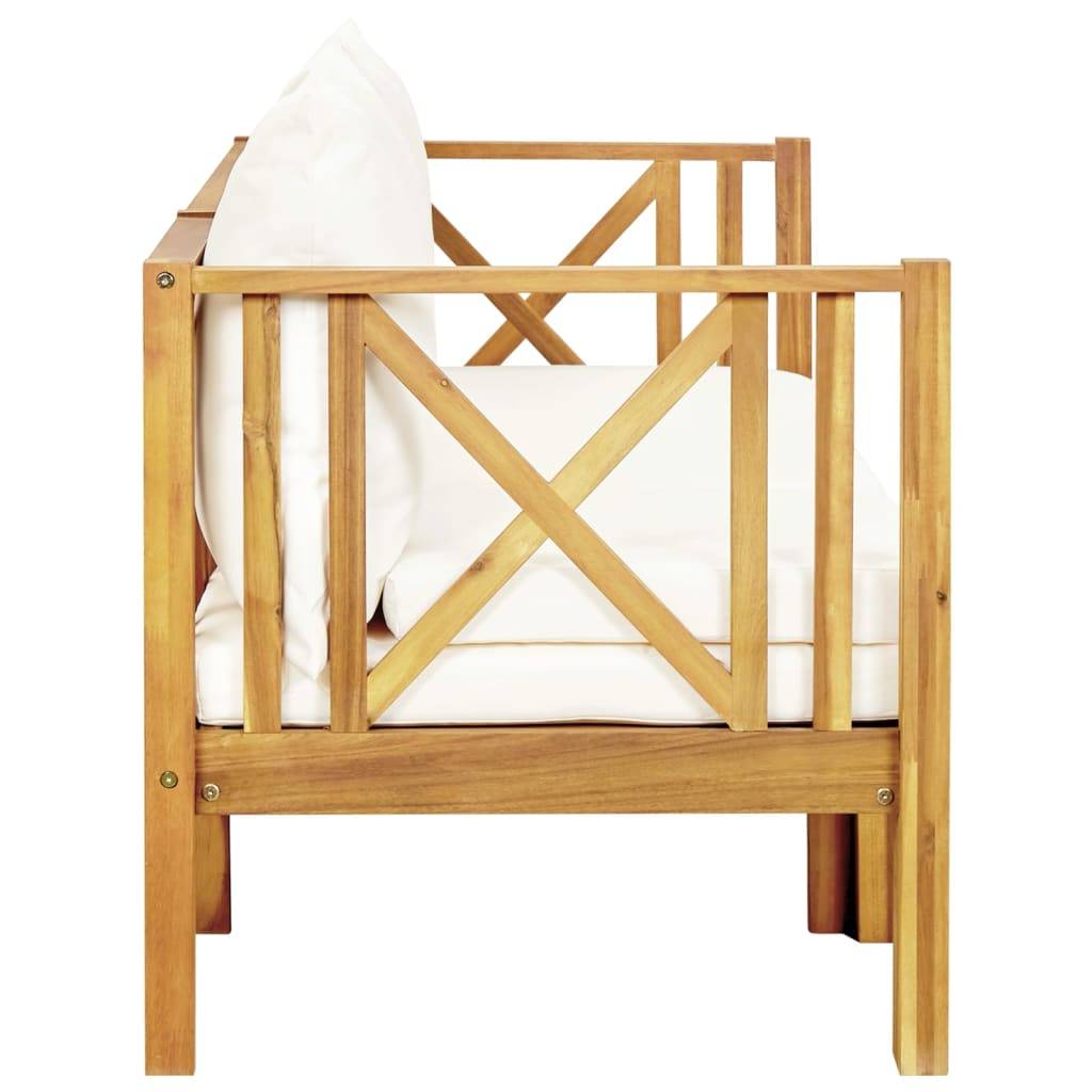Helloshop26 - Banc de jardin meuble de patio d'extérieur terrasse 3 places et coussins 179 x 66 x 68,5 cm bois d'acacia massif - Imagen 3