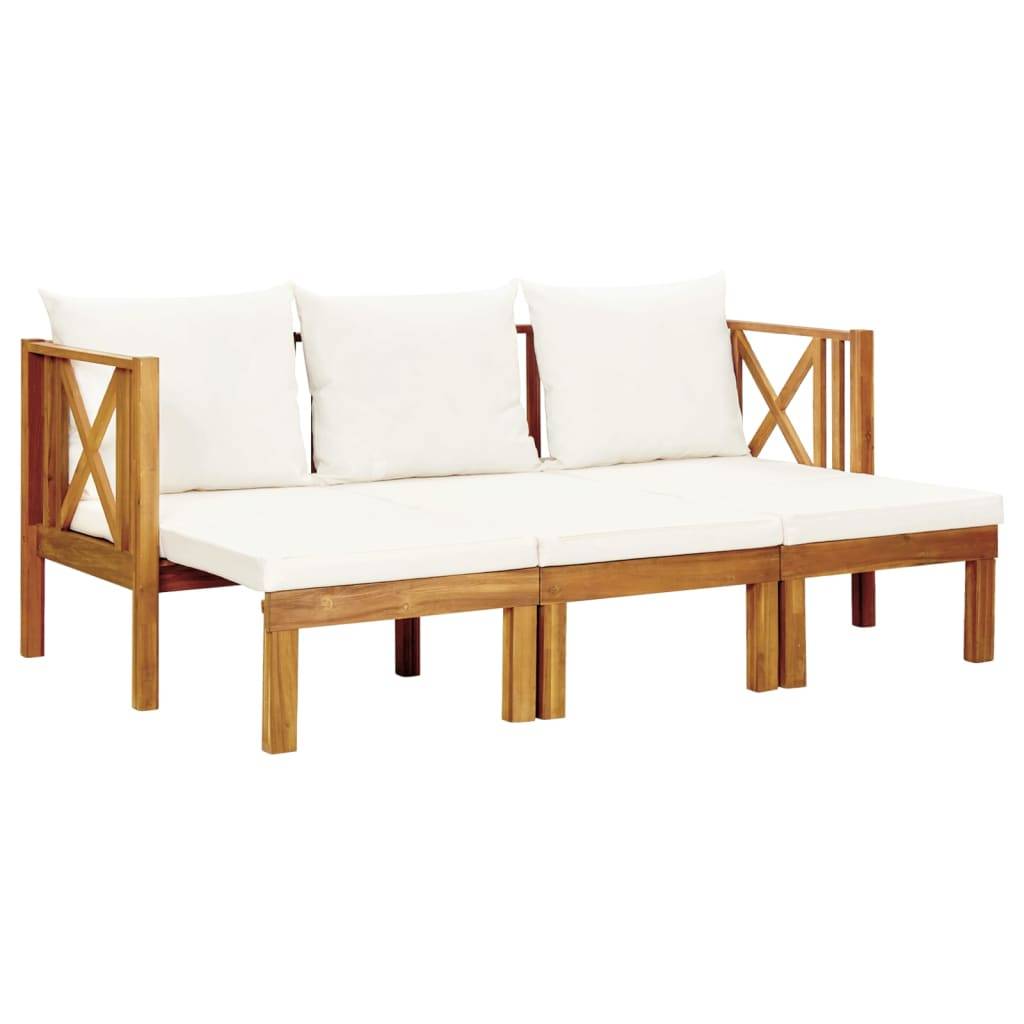 Helloshop26 - Banc de jardin meuble de patio d'extérieur terrasse 3 places et coussins 179 x 66 x 68,5 cm bois d'acacia massif - Imagen 1