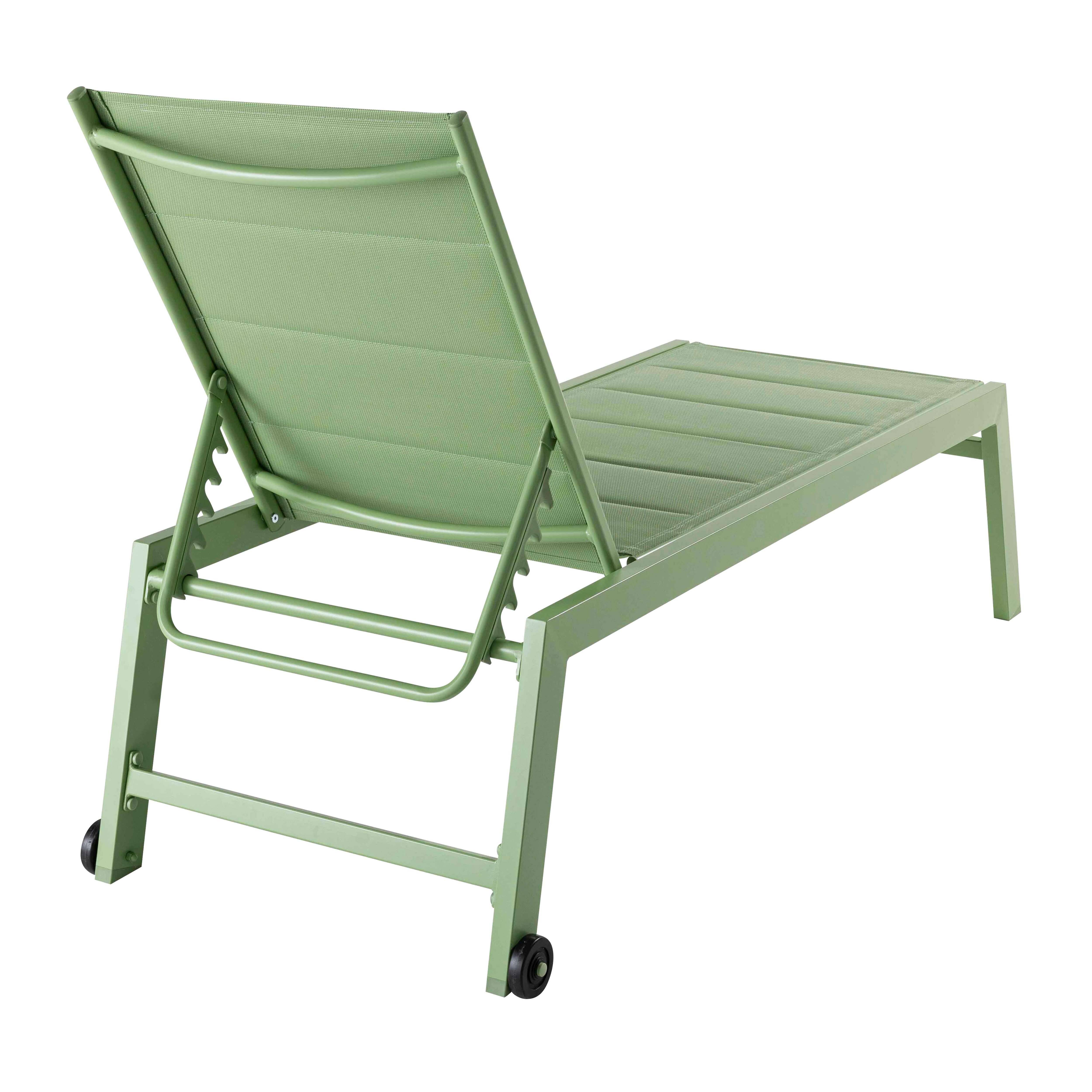 Oviala - Lot de 2 bains de soleil en aluminium et textilène vert cactus Nouméa - Oviala - Imagen 6