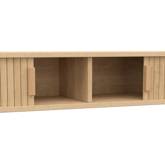 Console 2 portes coulissantes ROMIE lattes tasseau bois coloris chêne - Image 6