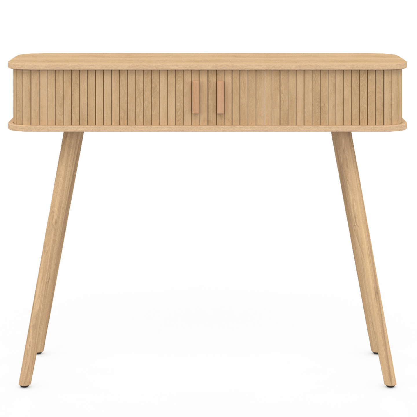 Console 2 portes coulissantes ROMIE lattes tasseau bois coloris chêne - Image 3