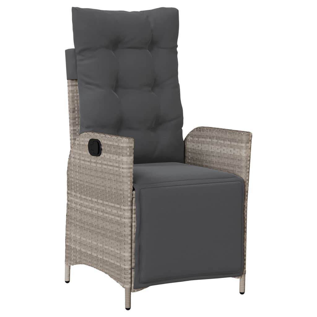 Chaise de jardin inclinable - Chaise d'extérieur - Fauteuil d'extérieur avec repose-pied gris clair rotin - MEUBLE PRO - Image 1