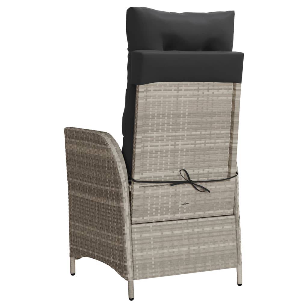 Chaise de jardin inclinable - Chaise d'extérieur - Fauteuil d'extérieur avec repose-pied gris clair rotin - MEUBLE PRO - Image 6