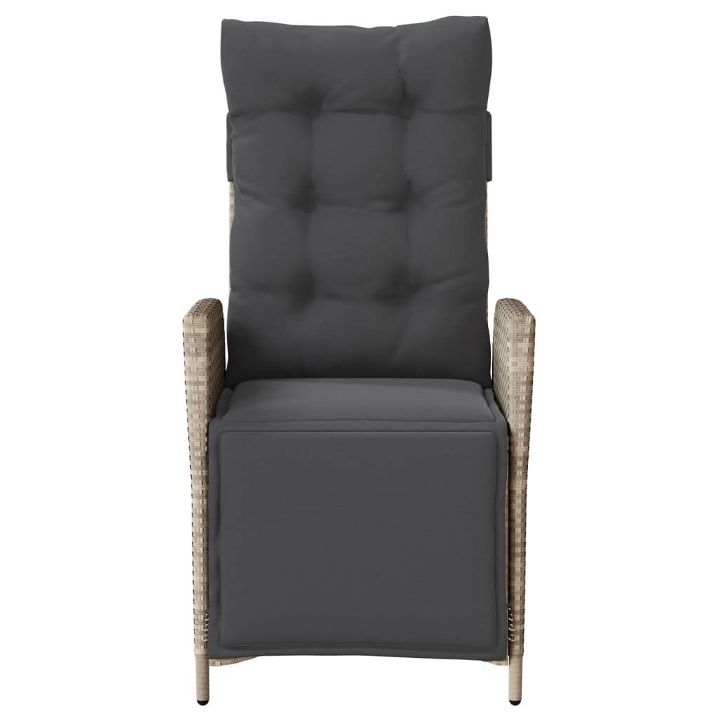Chaise de jardin inclinable - Chaise d'extérieur - Fauteuil d'extérieur avec repose-pied gris clair rotin - MEUBLE PRO - Image 4