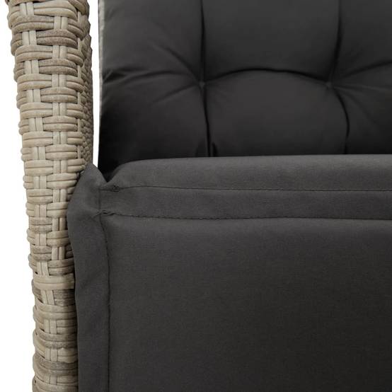 Chaise de jardin inclinable - Chaise d'extérieur - Fauteuil d'extérieur avec repose-pied gris clair rotin - MEUBLE PRO - Image 9
