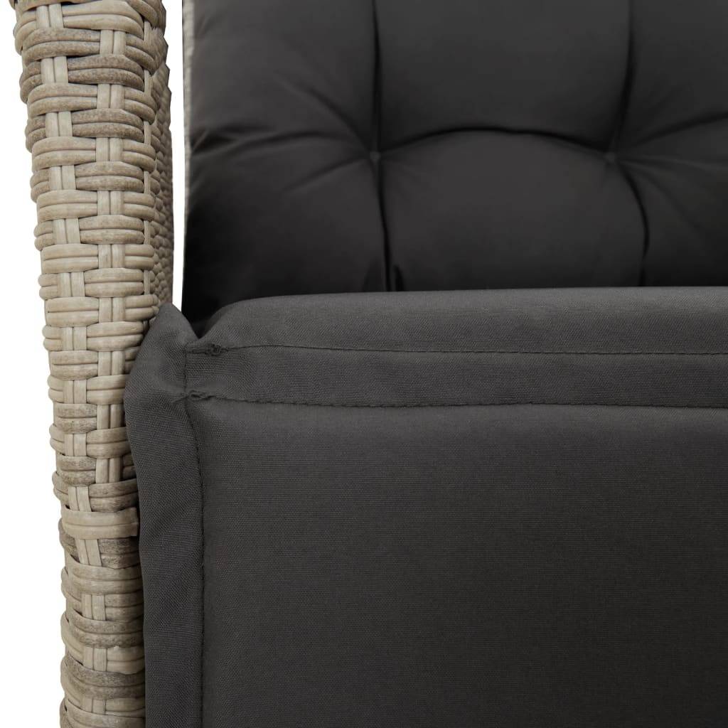 Chaise de jardin inclinable - Chaise d'extérieur - Fauteuil d'extérieur avec repose-pied gris clair rotin - MEUBLE PRO - Image 9