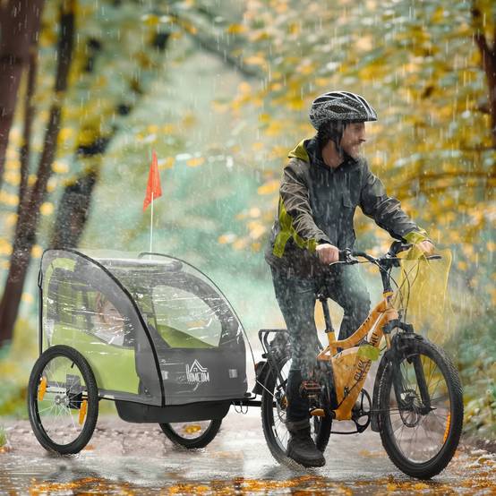 Sans Marque - Capote pluie pour remorque enfant, avec fenêtre, 76x61x61 cm, transparent - Image 3