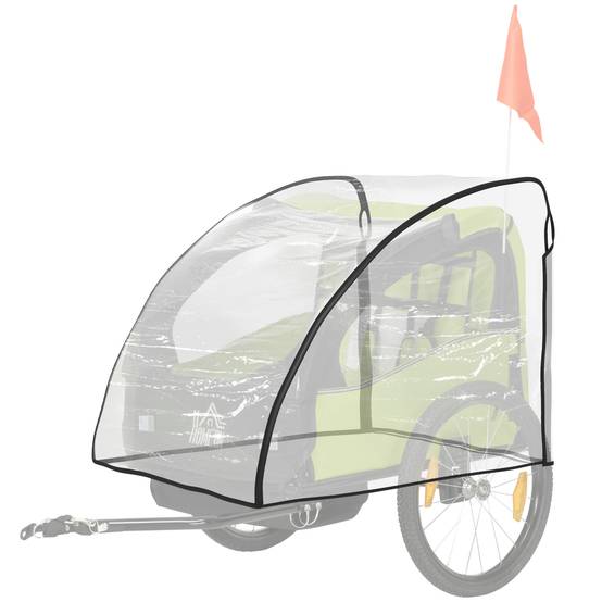 Sans Marque - Capote pluie pour remorque enfant, avec fenêtre, 76x61x61 cm, transparent - Image 2