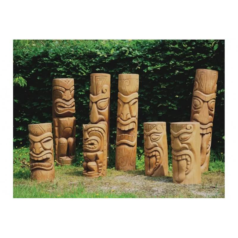 Jardinex - Statue Tiki Haka 100 cm - Brun 100 cm - Jardinex - Imagen 2