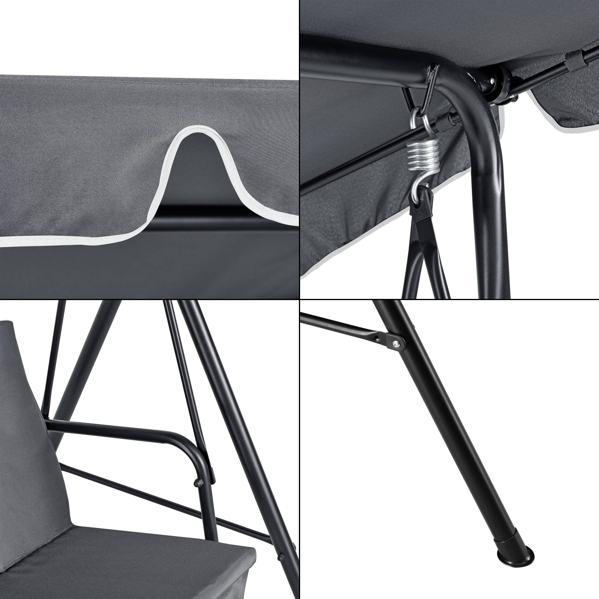 Balancelle de Jardin 3 Places Charge Max. 270 kg 172x112x152cm Gris Foncé [en.casa] - Imagen 5