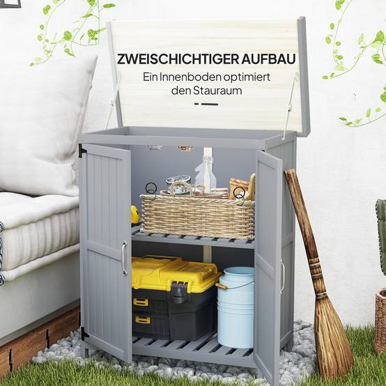 ComfortXL - Armoire de jardin sapin et inox 74 x 43 x 88 cm grise rangement outils avec plan de travail extérieur - Image 6