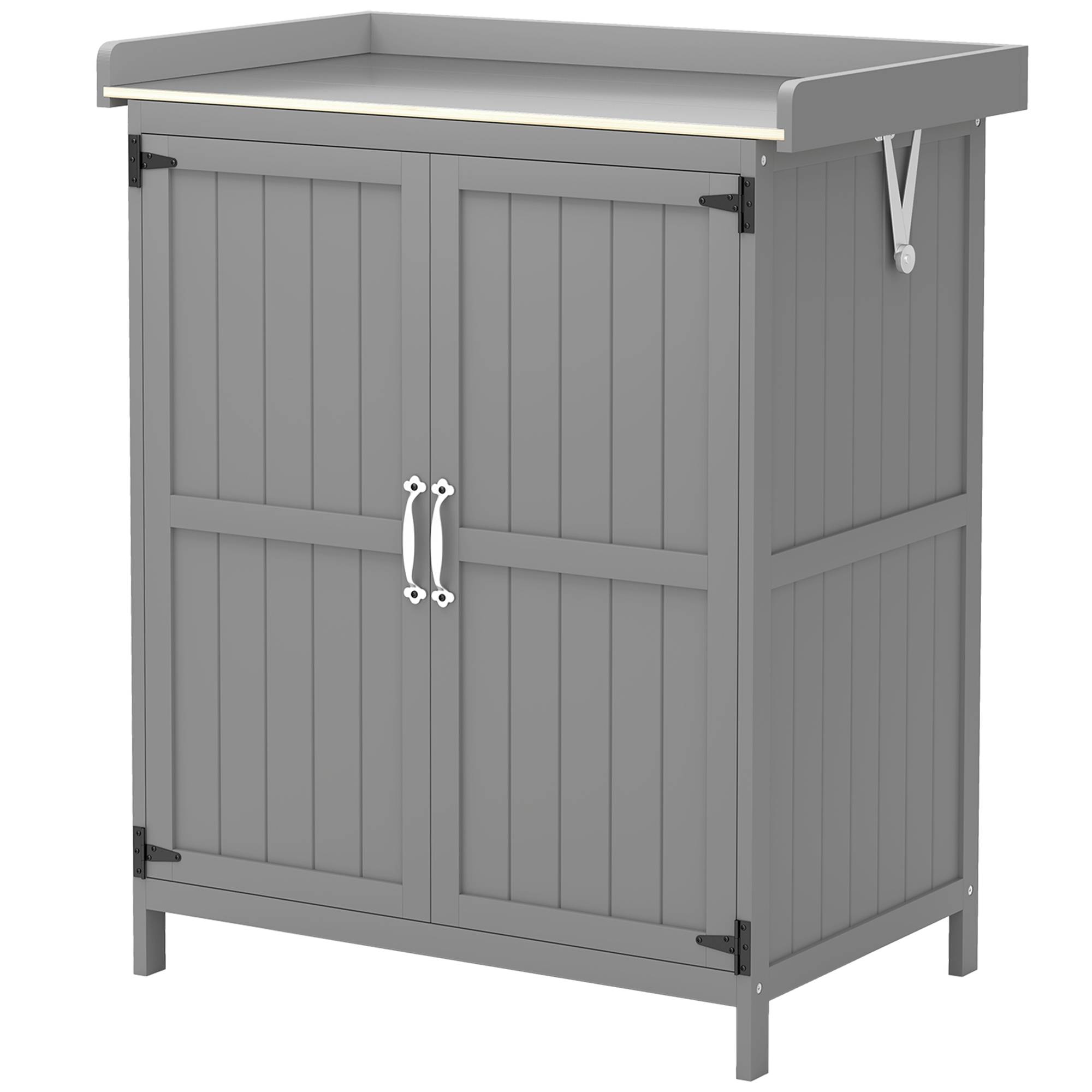 ComfortXL - Armoire de jardin sapin et inox 74 x 43 x 88 cm grise rangement outils avec plan de travail extérieur - Image 2