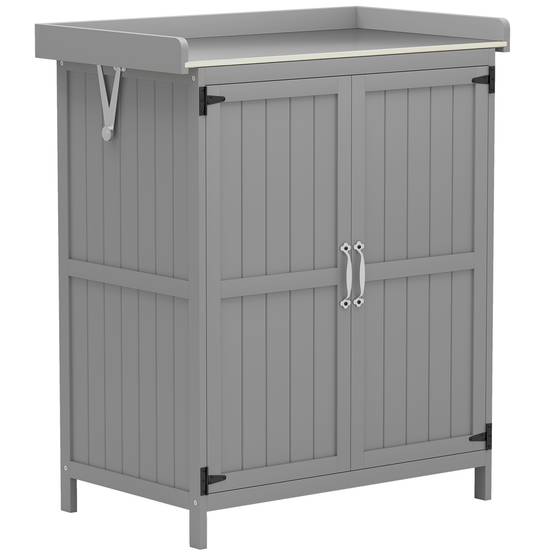 ComfortXL - Armoire de jardin sapin et inox 74 x 43 x 88 cm grise rangement outils avec plan de travail extérieur - Image 10