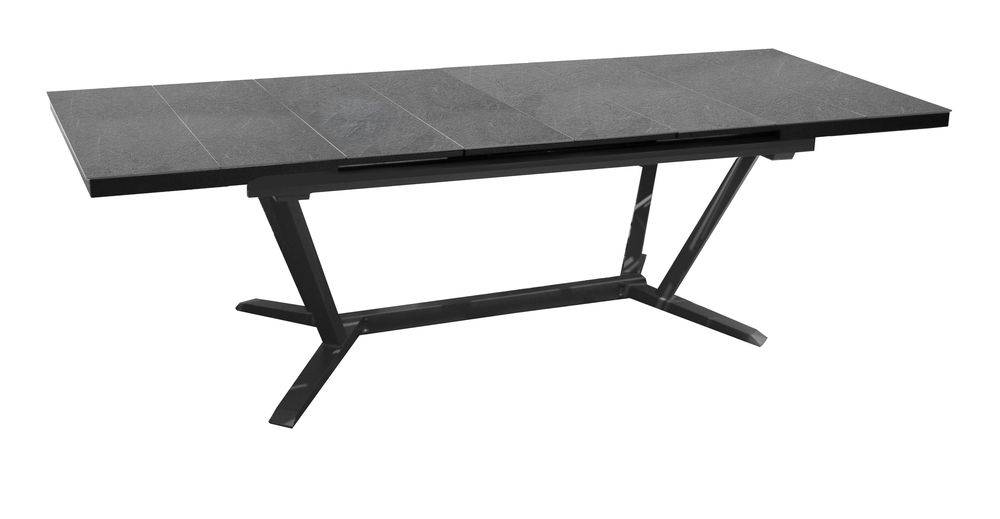 Proloisirs - Mesa de jardín extensible Vita con 8 láminas de aluminio/HPL - 180/240 x 100 cm - grafito/pizarra PROLOISIRS