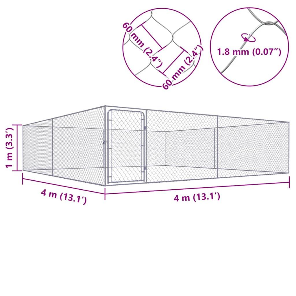 Chenil extérieur 4x4m grand enclos chien en acier galvanisé haute résistance – ComfortXL Outdoor Living - Image 5