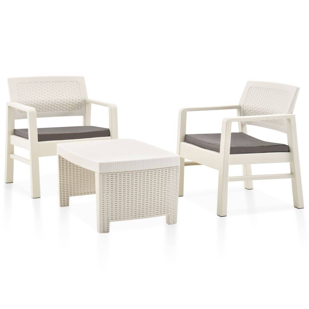 Vidaxl - Salon de jardin 3 pcs Plastique Blanc vidaXL 48823 - Image 1