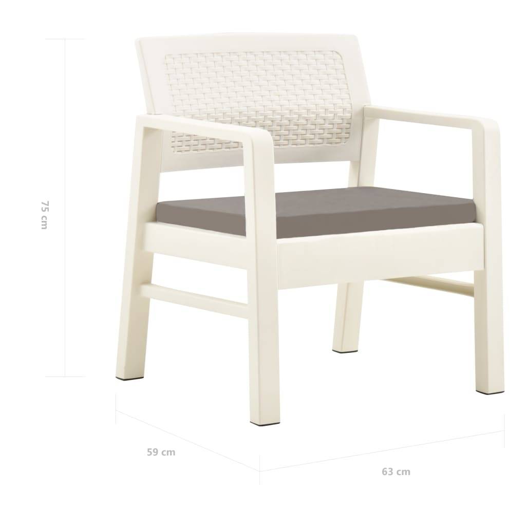 Vidaxl - Salon de jardin 3 pcs Plastique Blanc vidaXL 48823 - Image 3