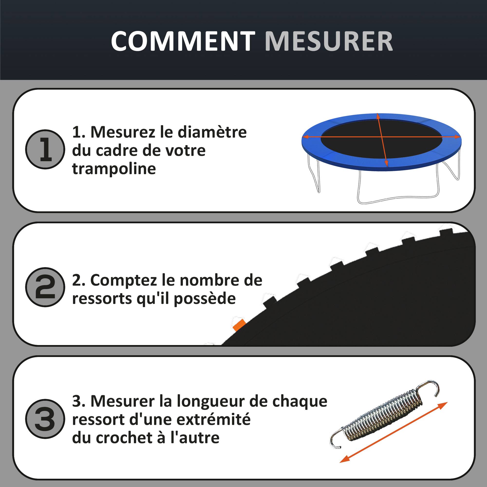 Sportnow - Tapis de rechange trampoline Ø 3,7 m ressorts 14 cm outil 72 crochets en V inclus - SPORTNOW - Imagen 7