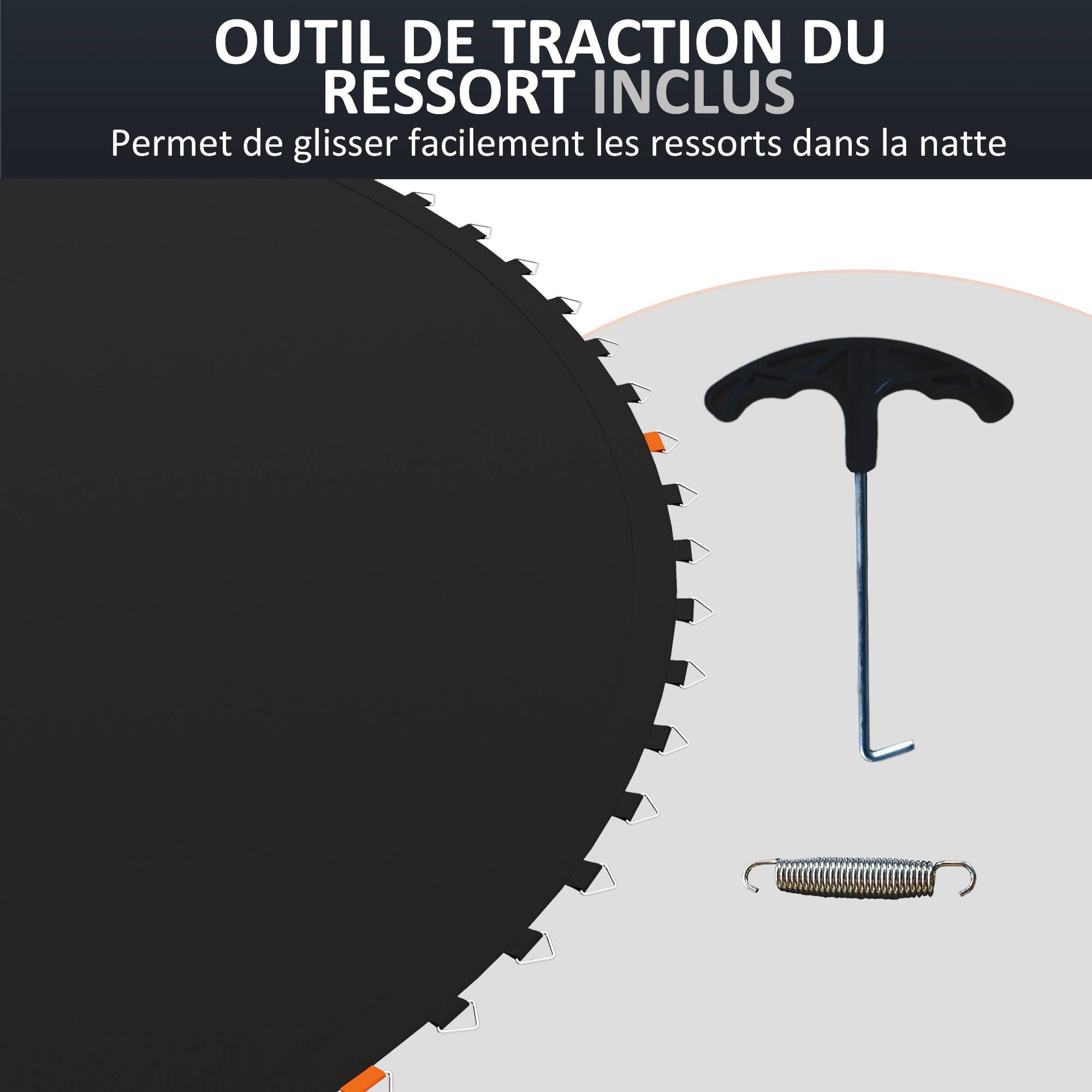 Sportnow - Tapis de rechange trampoline Ø 3,7 m ressorts 14 cm outil 72 crochets en V inclus - SPORTNOW - Imagen 6