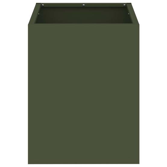 Jardinière carrée Acier style industriel pour jardin Vert Olive 32x32x40 cm – ComfortXL Outdoor Living - Image 5