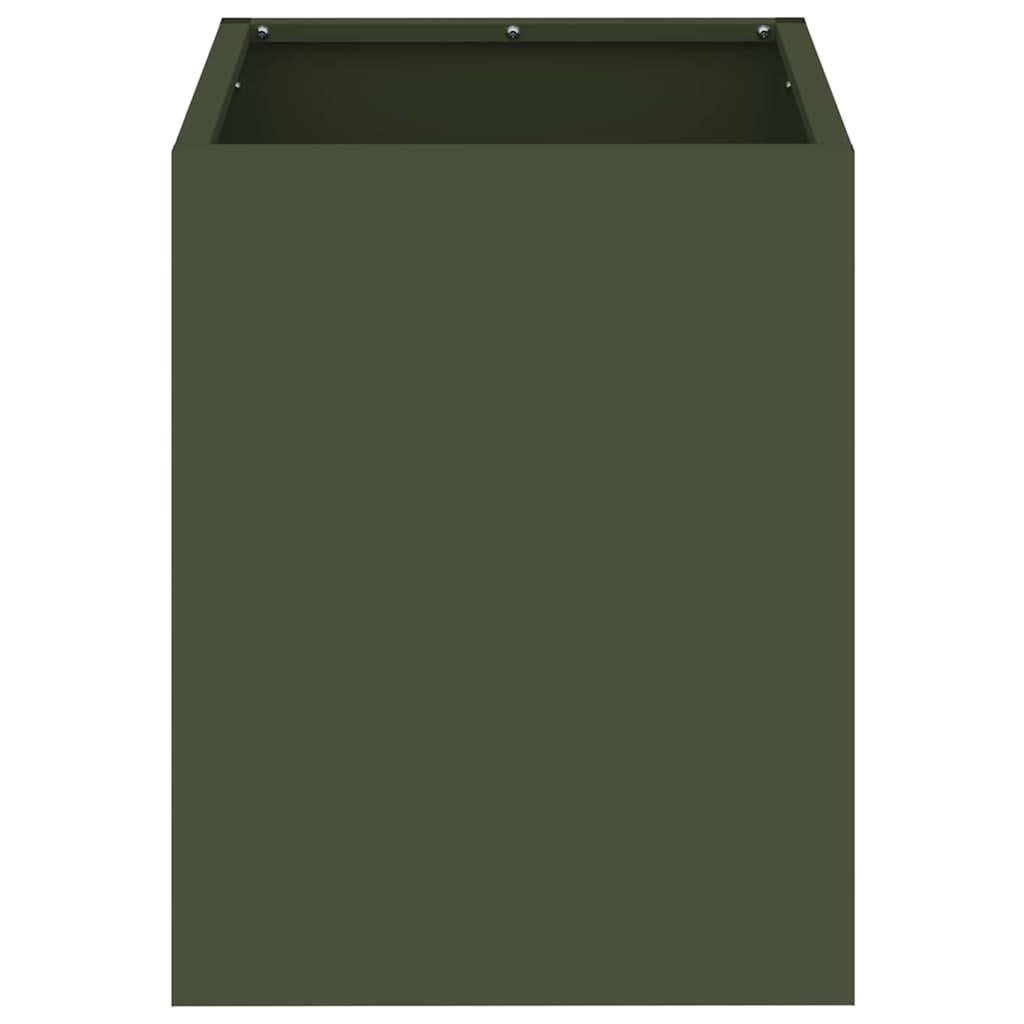Jardinière carrée Acier style industriel pour jardin Vert Olive 32x32x40 cm – ComfortXL Outdoor Living - Image 5