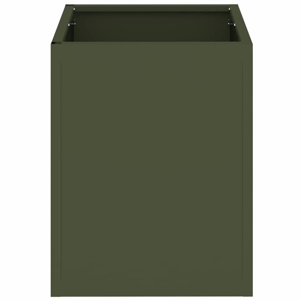 Jardinière carrée Acier style industriel pour jardin Vert Olive 32x32x40 cm – ComfortXL Outdoor Living - Image 6