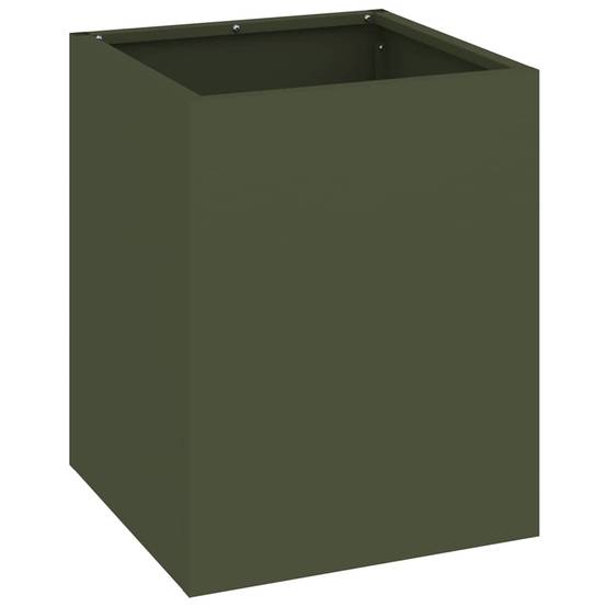Jardinière carrée Acier style industriel pour jardin Vert Olive 32x32x40 cm – ComfortXL Outdoor Living - Image 2