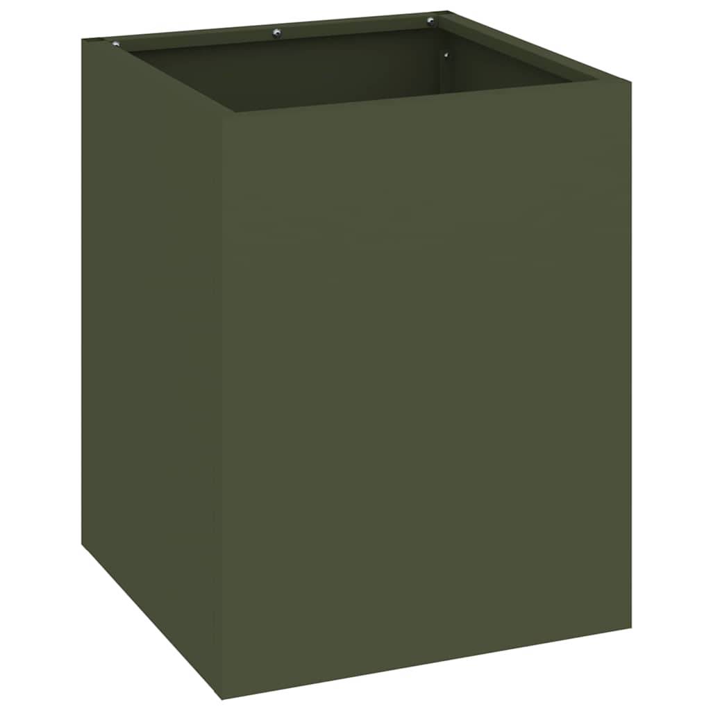 Jardinière carrée Acier style industriel pour jardin Vert Olive 32x32x40 cm – ComfortXL Outdoor Living - Image 2