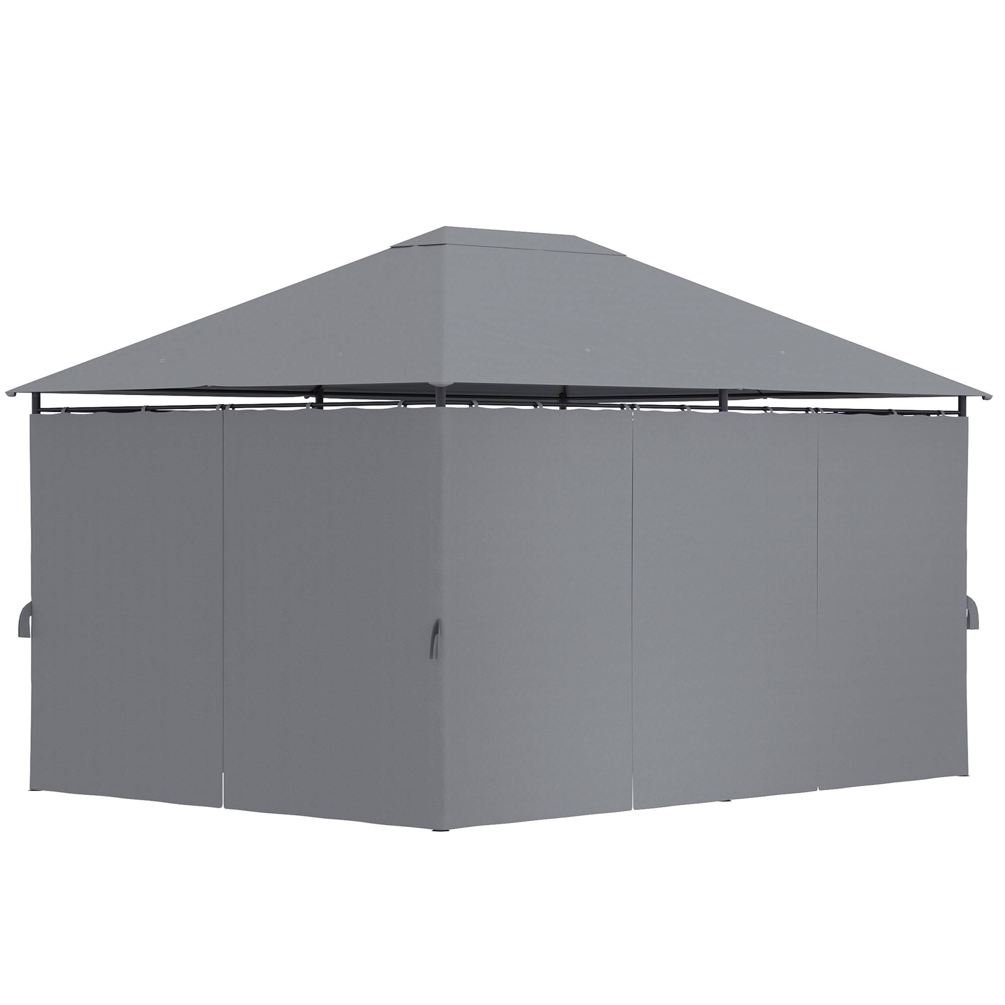Outsunny - Tonnelle de jardin barnum pavillon 4x3x2,72m double toit toiles latérales amovibles gris - Outsunny - Image 4