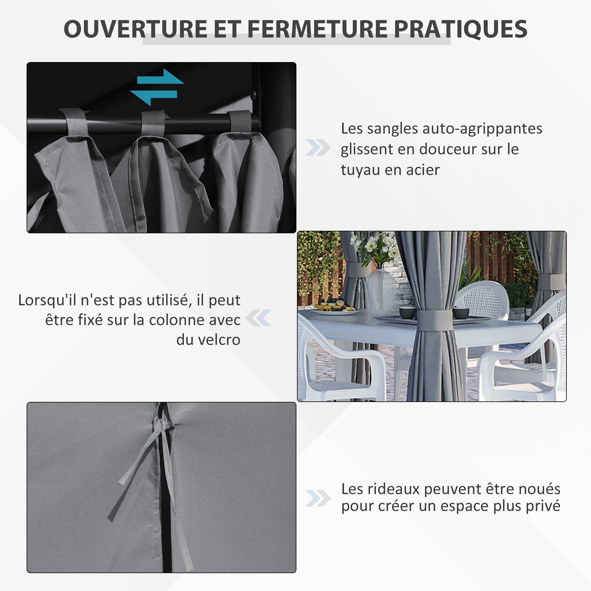 Outsunny - Tonnelle de jardin barnum pavillon 4x3x2,72m double toit toiles latérales amovibles gris - Outsunny - Image 6