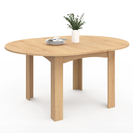 Table à manger extensible ronde DONA 4-8 personnes façon hêtre 110-150 cm - Image 2