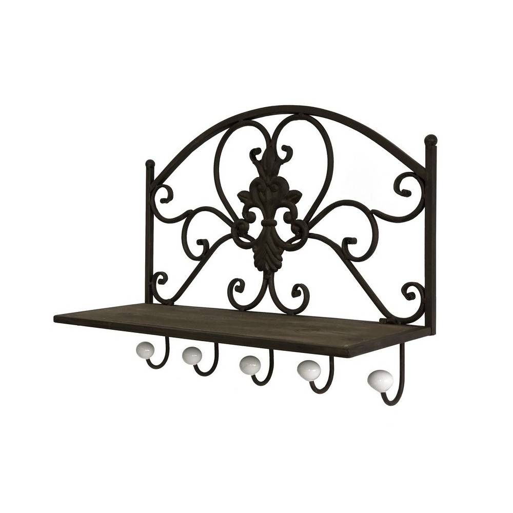 Porte manteaux étagère en métal marron 51 x 38 x 18.5 cm Chemin de campagne - Imagen 1