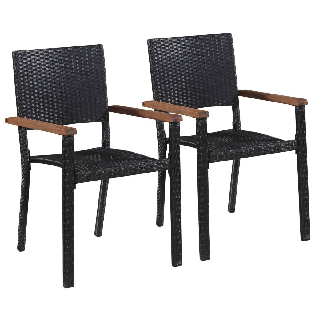 Vidaxl - Chaise d'extérieur lot de 2 Résine tressée Noir vidaXL 43937 - Imagen 1