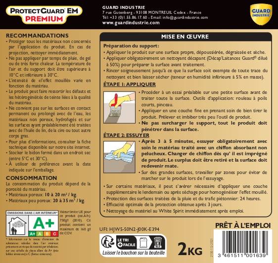 Imperméabilisant Antitache Effet mouillé intense ProtectGuard EM 2L Jusqu'à  40m² sol et terrasse - Image 5