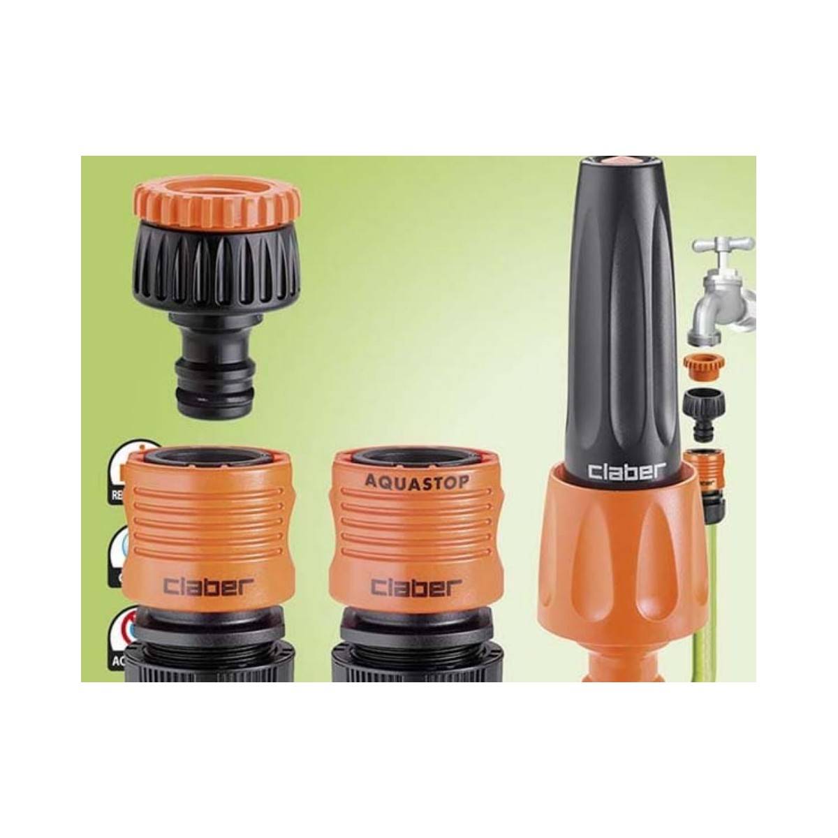 Claber - Kit arrosage 4 Pièces Raccord rapide 15mm1/2" Système d'arrosage CLABER - Image 2