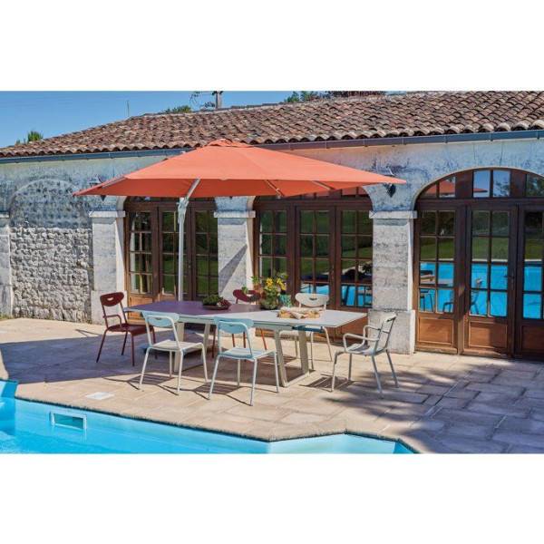 Proloisirs - Table de repas extensible en aluminium et céramique – MANTA 180/230/280 x 110 – Allonges en bout – Coloris crème - Image 2