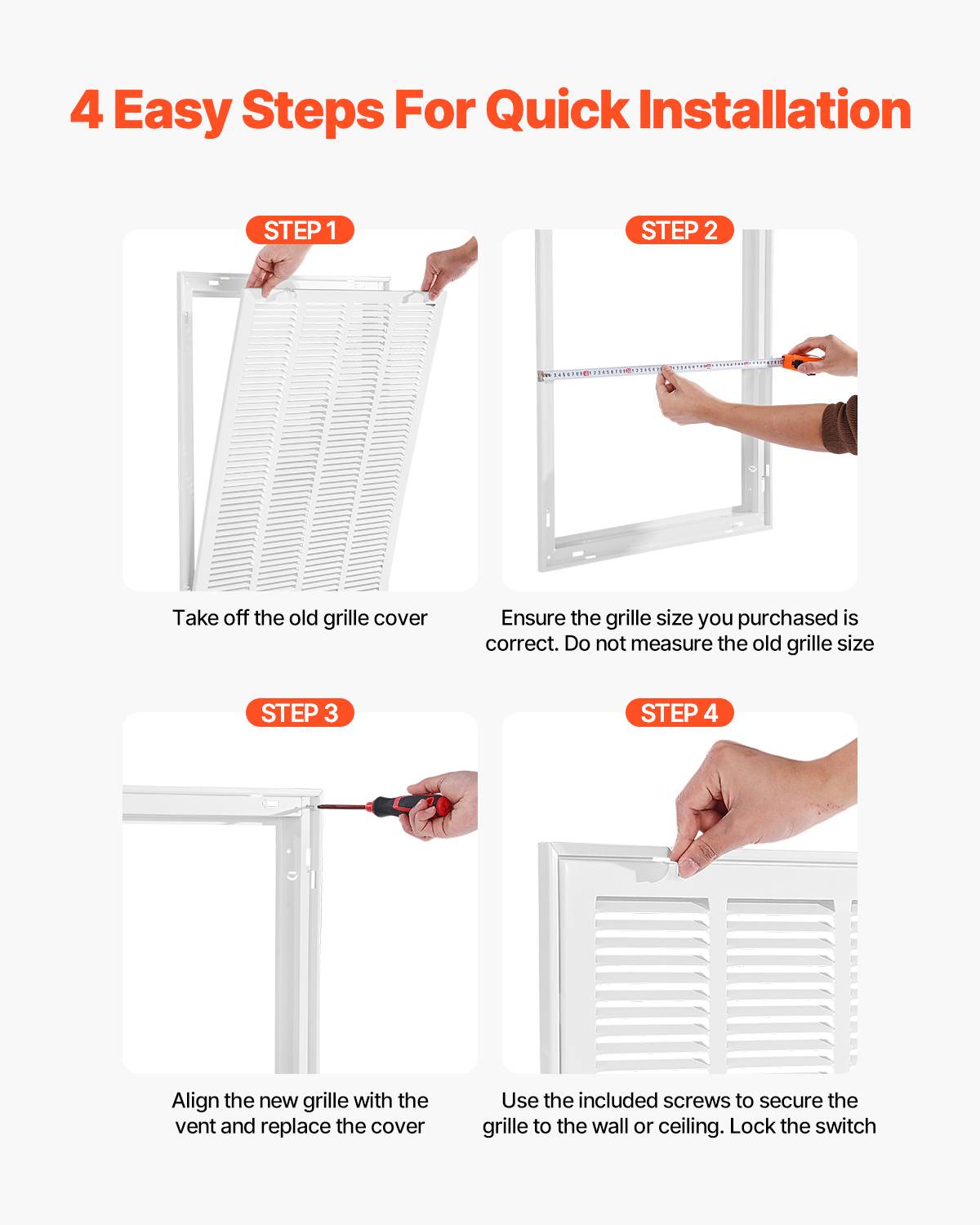 VEVOR Grille retour air 50x63cm, acier, ventilation, filtre non inclus. - Image 5