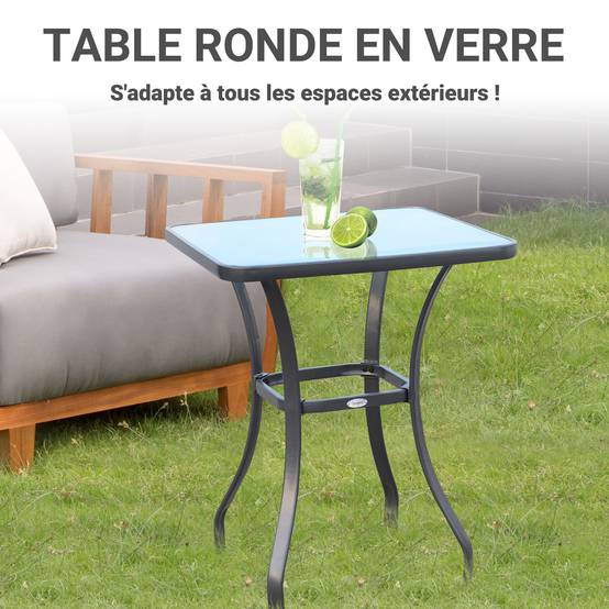 ComfortXL - Table Carrée Bistro Métal Jardin Balcon Compacte Coins Arrondis 68x68cm Gris - ComfortXL Outdoor Living - Image 6