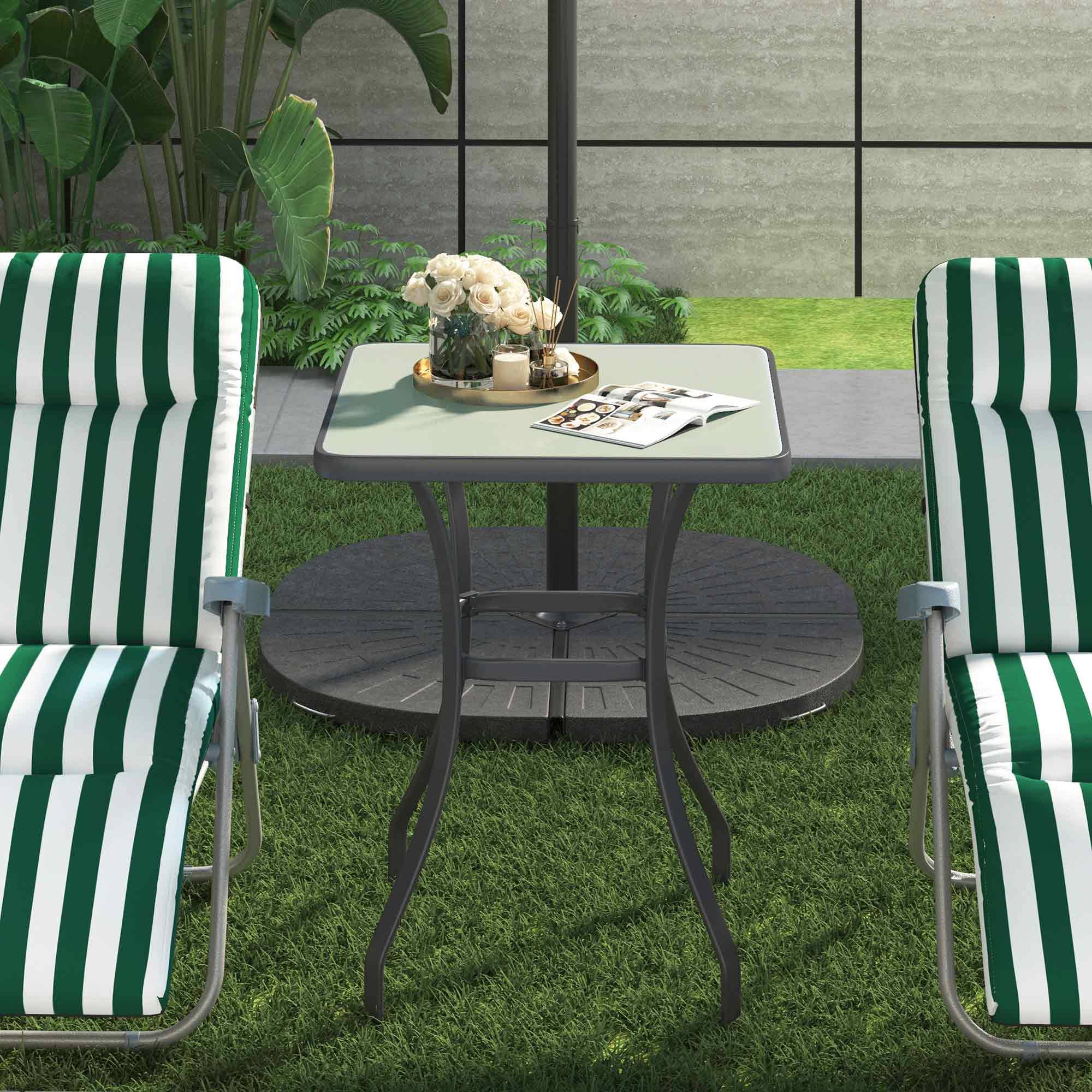 ComfortXL - Table Carrée Bistro Métal Jardin Balcon Compacte Coins Arrondis 68x68cm Gris - ComfortXL Outdoor Living - Image 4