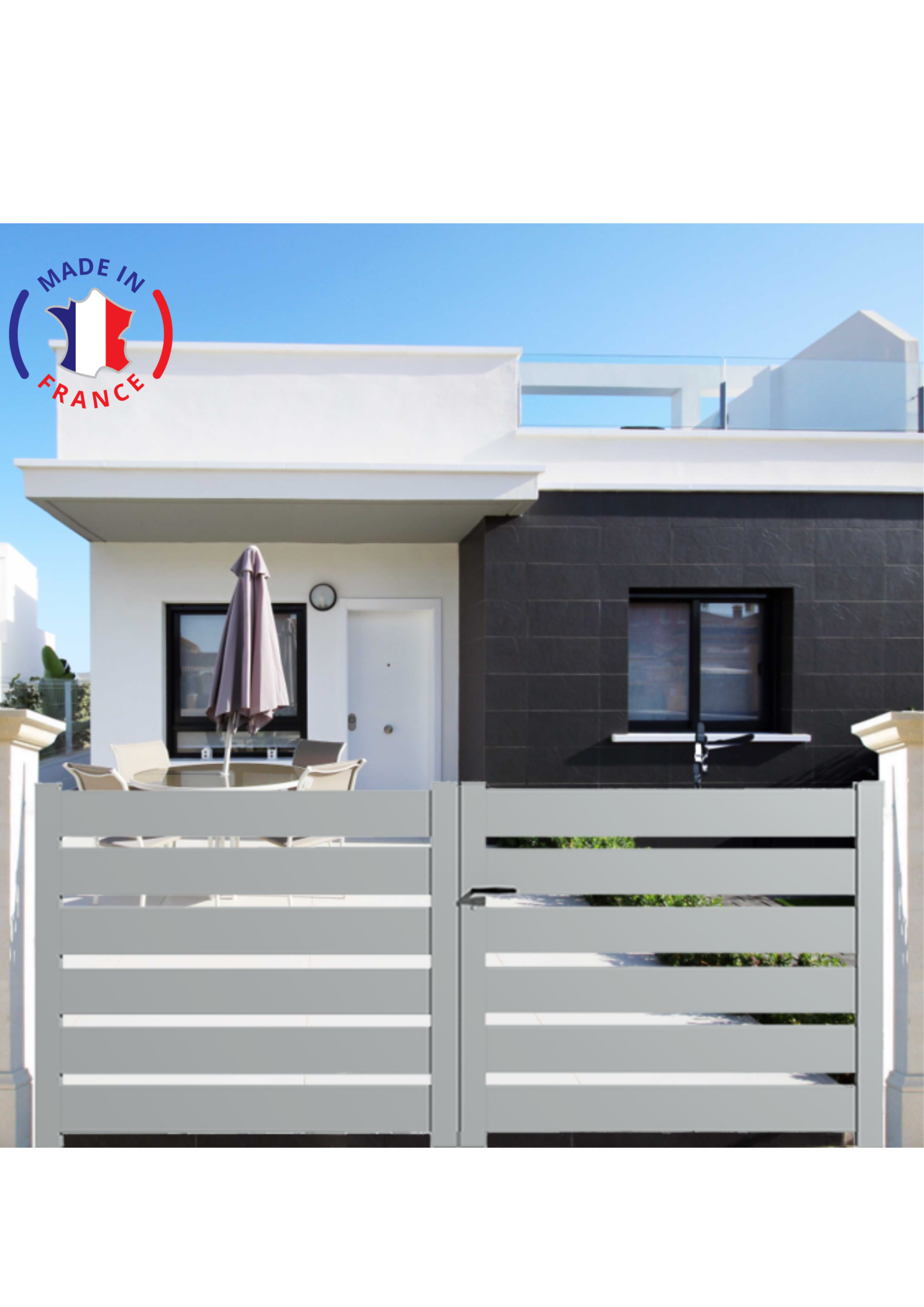 Portail Packit - Portail alu battant SAH en kit dim. L.3000 (entre piliers) x H.1500 mm  Gris Lumière (RAL 7035)