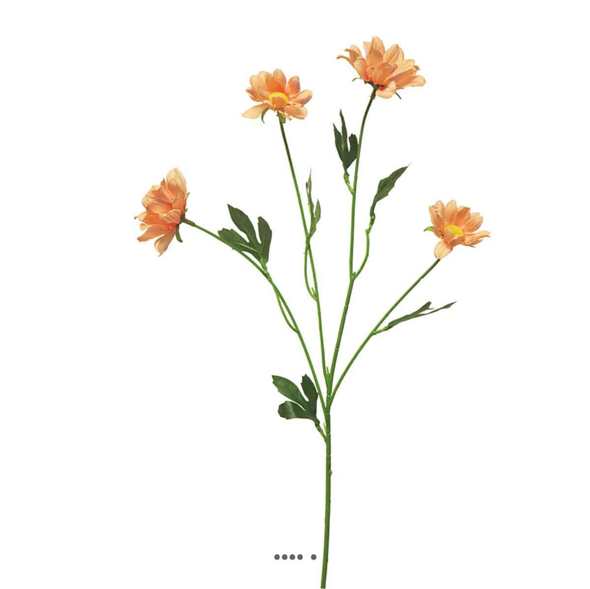 Artificielles - Marguerite artificielle en tige H 60 cm 4 têtes Rose saumon - couleur: Rose saumon - Imagen 1
