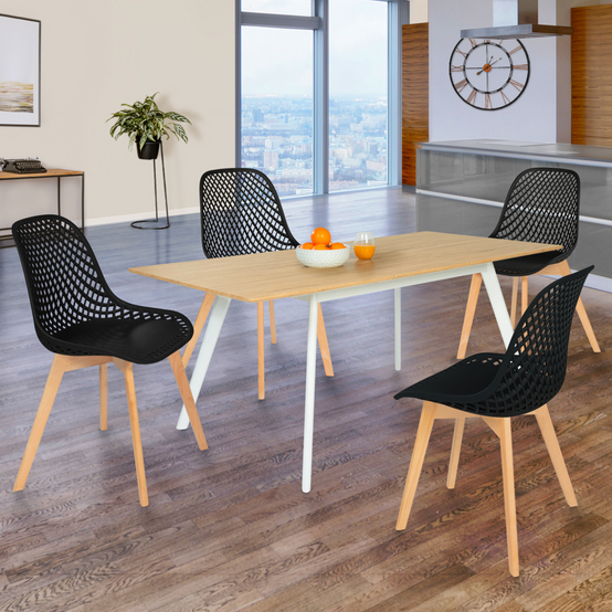 Lot de 4 chaises MANDY noires pour salle à manger - Image 1