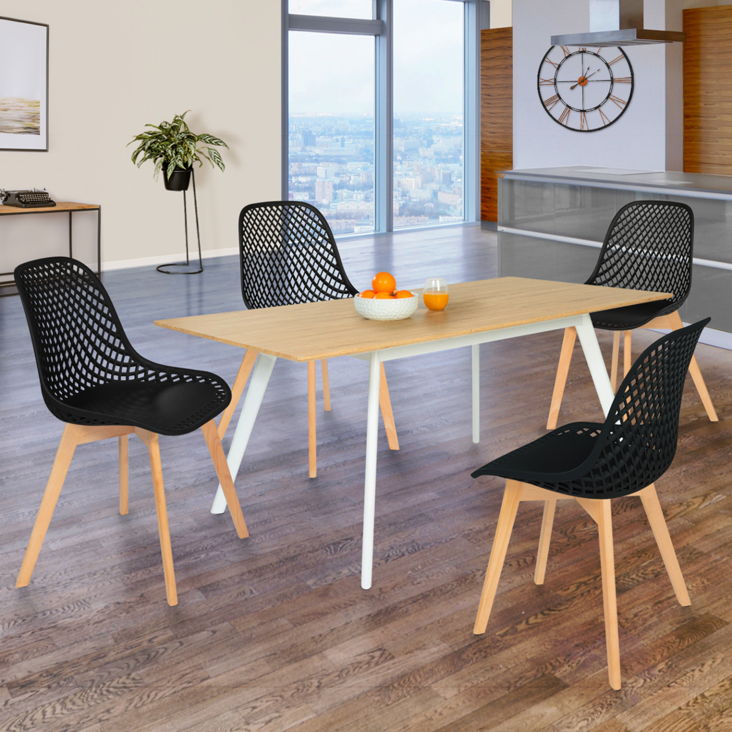 Lot de 4 chaises MANDY noires pour salle à manger - Image 1