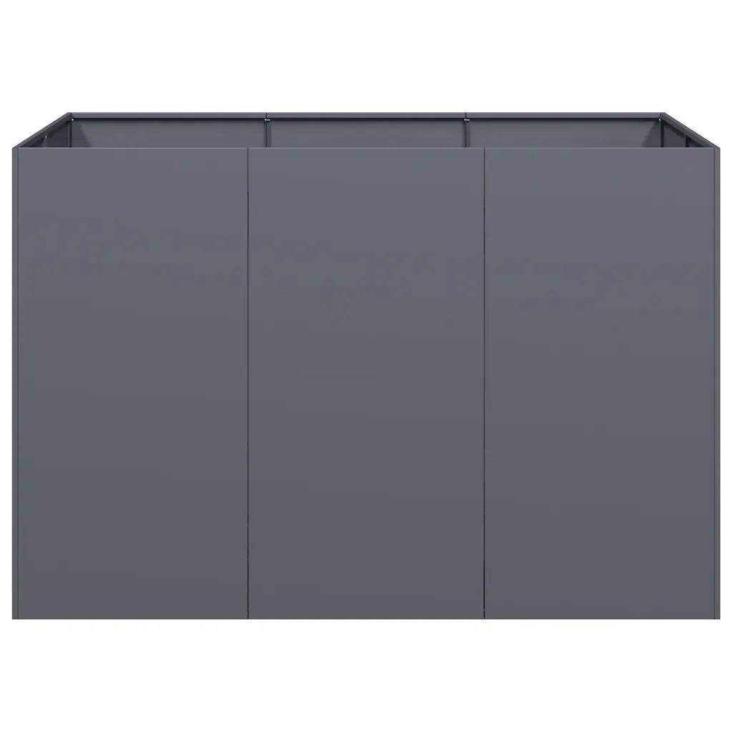 Jardinière surélevée moderne extérieur 120 x 80 x 80 cm avec fond ouvert en acier laminé à froid anthracite - Image 2