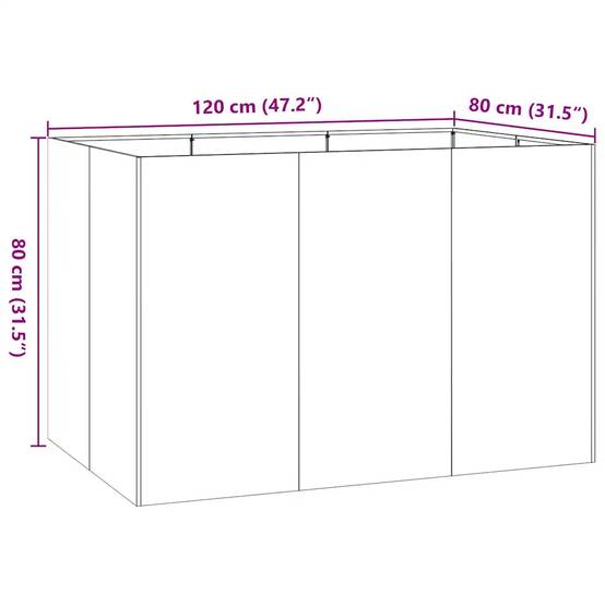 Jardinière surélevée moderne extérieur 120 x 80 x 80 cm avec fond ouvert en acier laminé à froid anthracite - Image 7