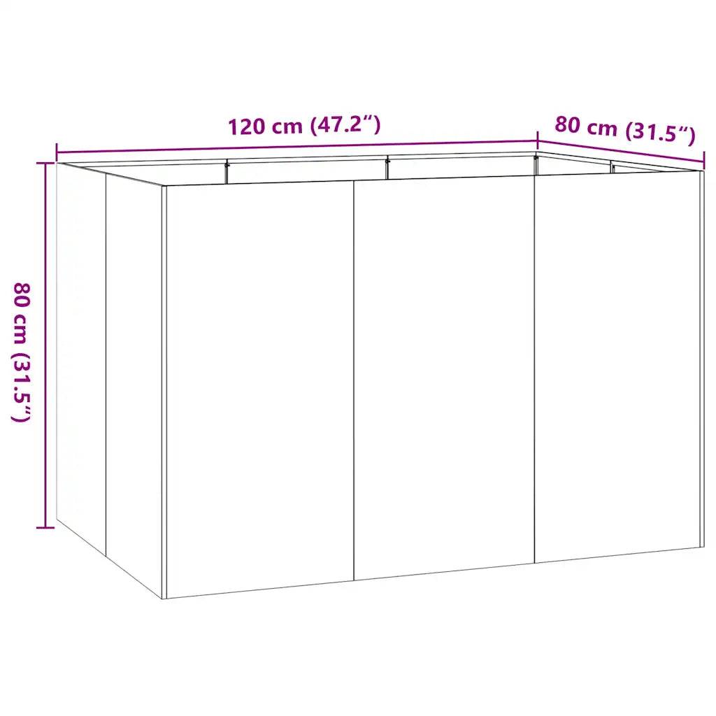 Jardinière surélevée moderne extérieur 120 x 80 x 80 cm avec fond ouvert en acier laminé à froid anthracite - Image 7