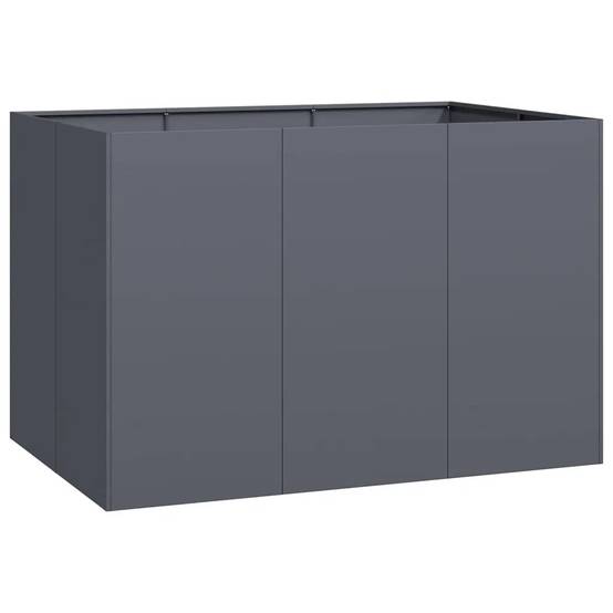 Jardinière surélevée moderne extérieur 120 x 80 x 80 cm avec fond ouvert en acier laminé à froid anthracite - Image 1