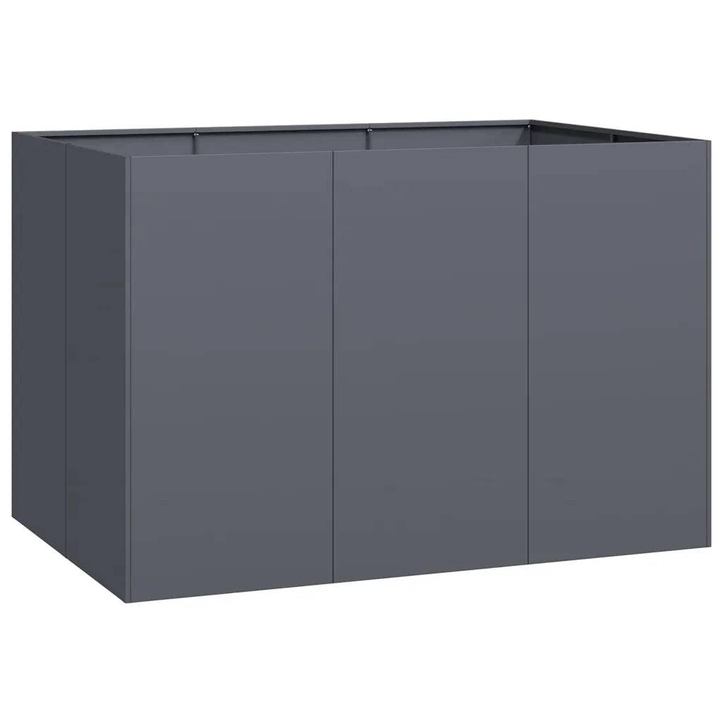 Jardinière surélevée moderne extérieur 120 x 80 x 80 cm avec fond ouvert en acier laminé à froid anthracite - Image 1